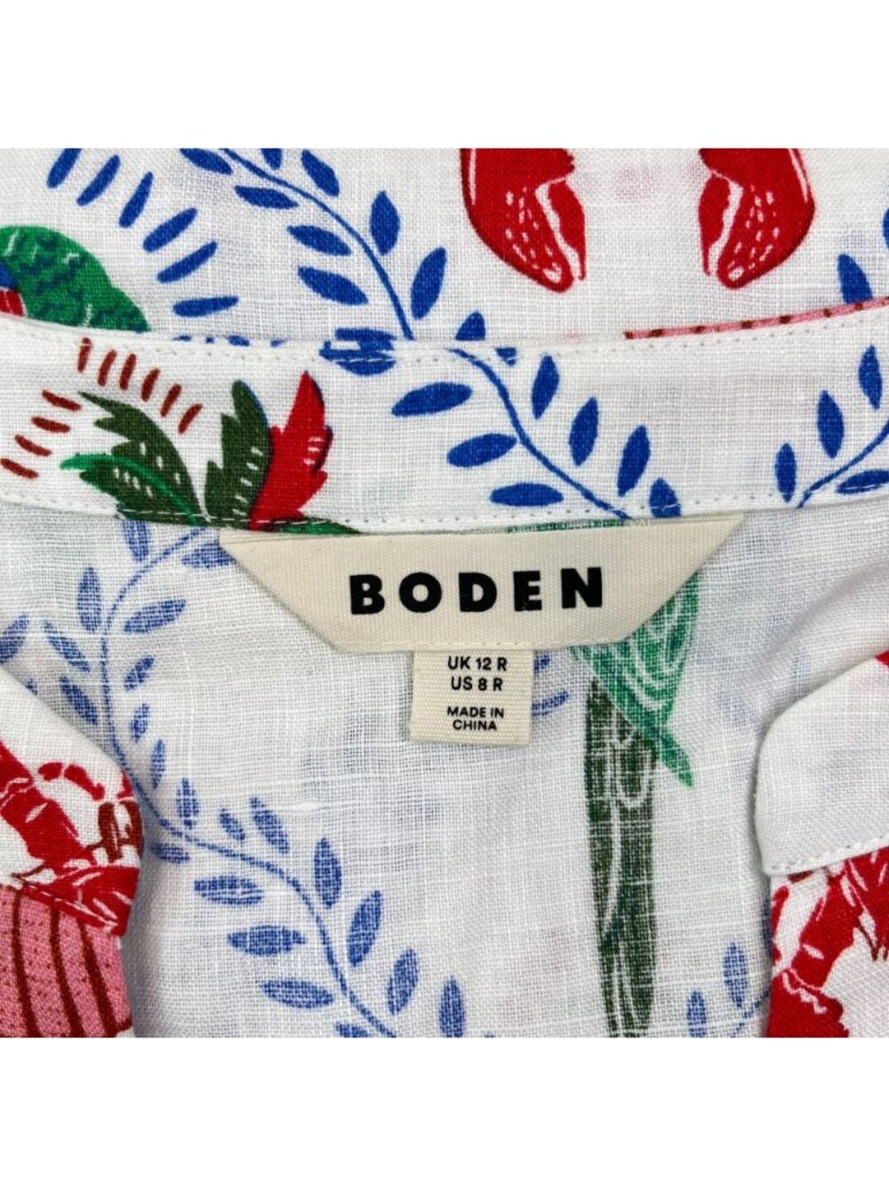 NWOT Boden Cleo Linen Tie Waist Dress Multicolor V-Neck Size 8 - Picture 9 of 14